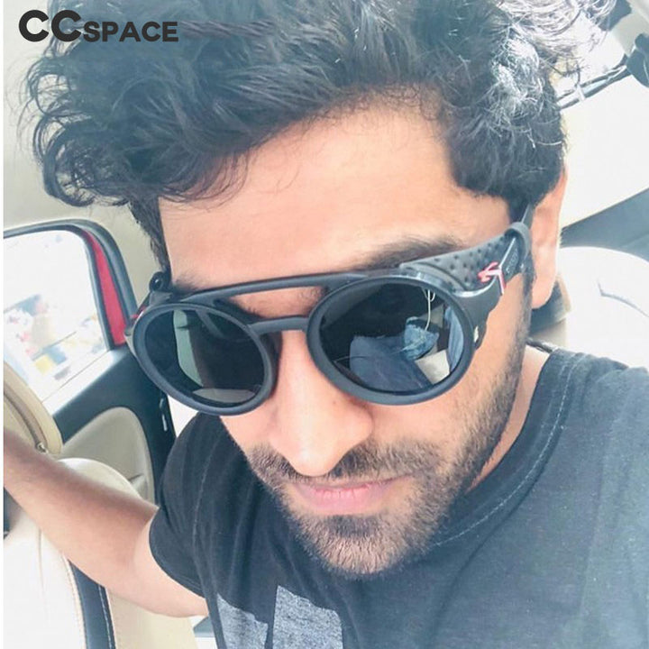 CCspace Men's Full Rim Round Resin Double Bridge Frame Sunglasses 45746 Sunglasses CCspace Sunglasses