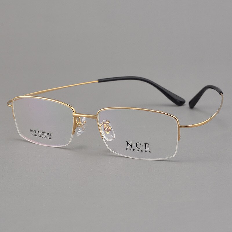 Men's Semi Rim Titanium Eyeglasses Sc18024 Semi Rim Bclear Gold