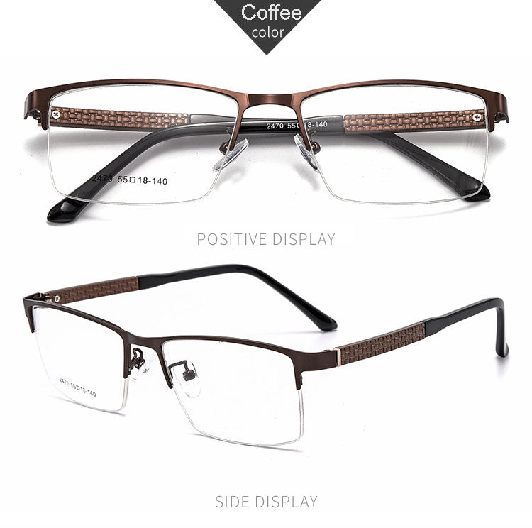 Hotochki Men's Semi Rim Browline Alloy Frame Eyeglasses 2470 Semi Rim Hotochki