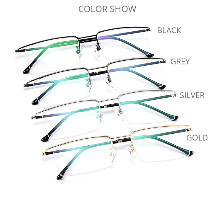Gmei Men's Semi Rim Square Titanium Alloy Eyeglasses Y2533 Semi Rim Gmei Optical