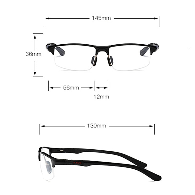 Yimaruili Men's Semi Rim Aluminum Magnesium Rectangular Frame Eyeglasses Y3121 Semi Rim Yimaruili Eyeglasses