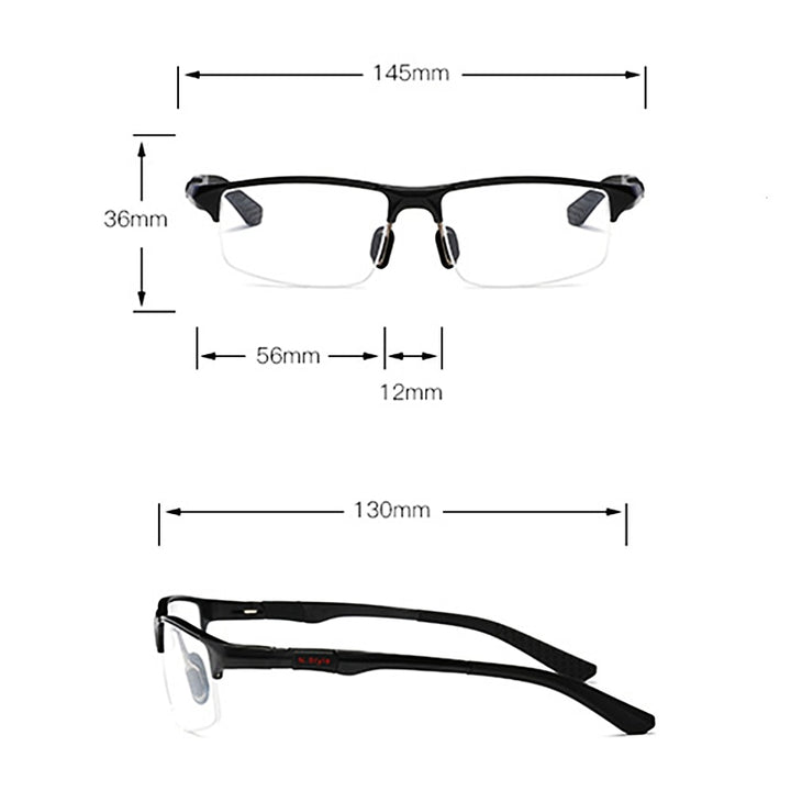 Yimaruili Men's Semi Rim Aluminum Magnesium Rectangular Frame Eyeglasses Y3121 Semi Rim Yimaruili Eyeglasses