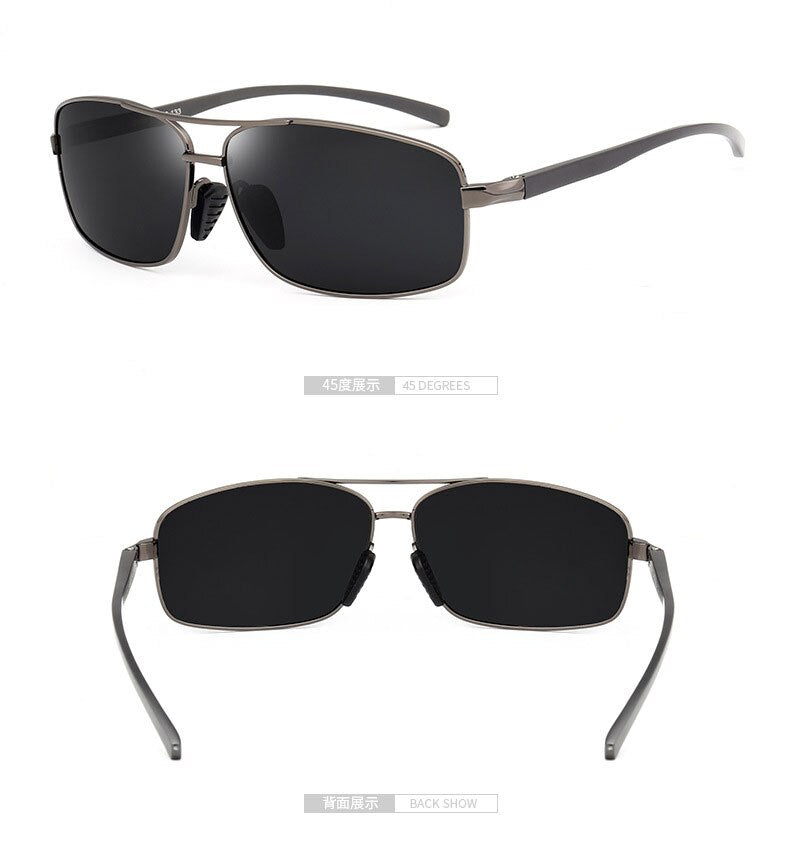 Reven Jate Men's Full Rim Rectangle Alloy Polarized Sunglasses 2458 Sunglasses Reven Jate