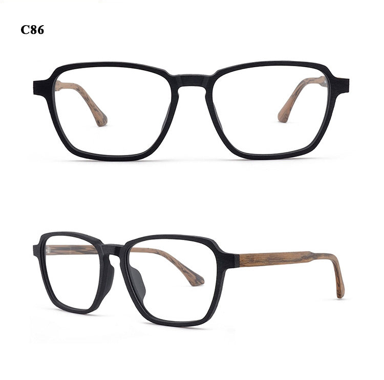 Hdcrafter Men's Full Rim Oversized Polygonal Square Wood Frame Eyeglasses 1694 Full Rim Hdcrafter Eyeglasses