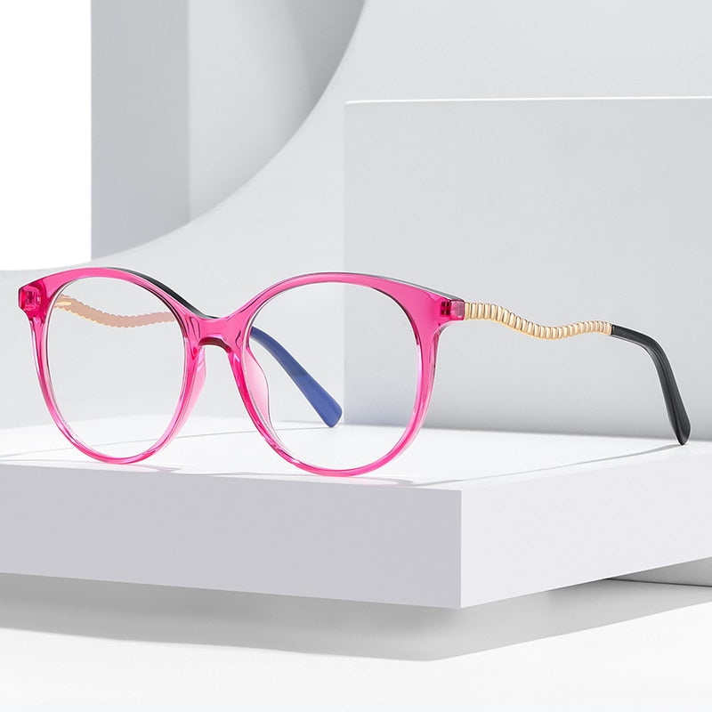 Gmei Women's Full Rim TR 90 Metal Round Frame Eyeglasses 2067 Full Rim Gmei Optical
