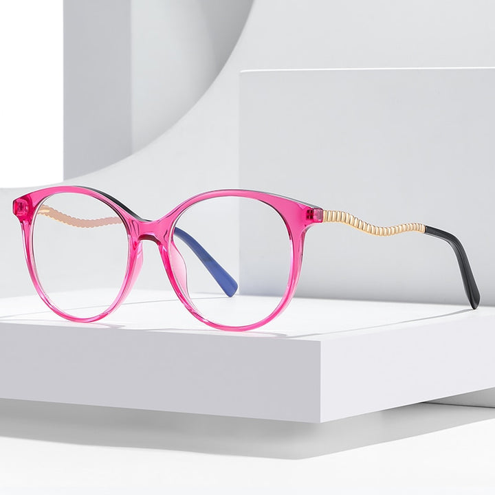 Gmei Women's Full Rim TR 90 Metal Round Frame Eyeglasses 2067 Full Rim Gmei Optical