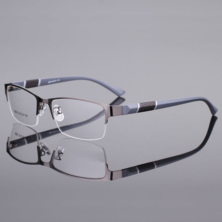 Unisex Half Rim Alloy Tr 90 Temple Eyeglasses 2531 Semi Rim Bclear gray
