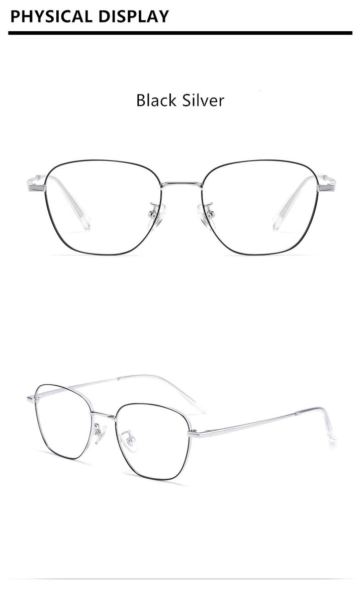 Yimaruili Unisex Full Rim Polygonal Titanium Frame Eyeglasses 9026JY Full Rim Yimaruili Eyeglasses