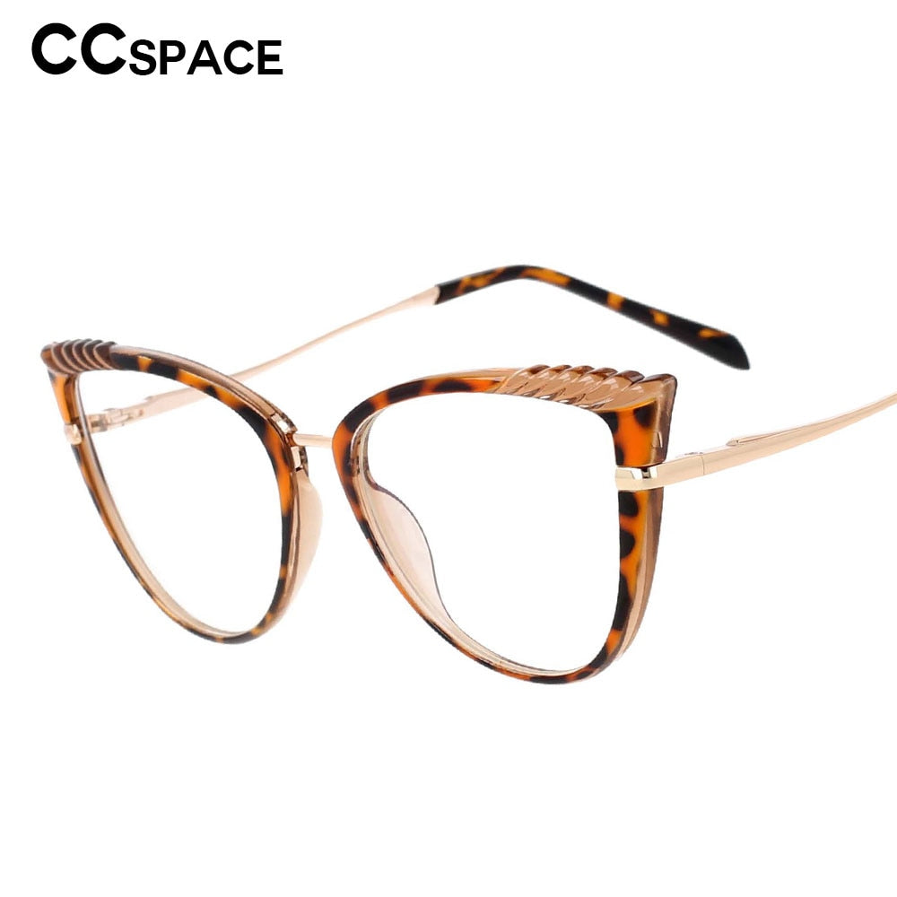 CCspace Women's Full Rim Cat Eye Tr 90 Titanium Frame Eyeglasses 53191 Full Rim CCspace
