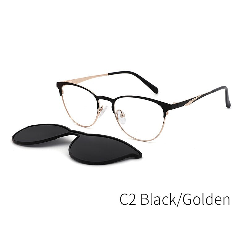 Kansept Women's Full Rim Cat Eye Acetate Eyeglasses Clip On Sunglasses Dp33104 With Clip Ons Kansept DP33104C2