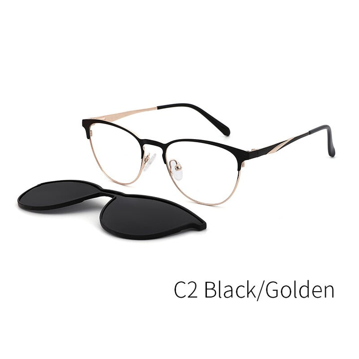 Kansept Women's Full Rim Cat Eye Acetate Eyeglasses Clip On Sunglasses Dp33104 With Clip Ons Kansept DP33104C2