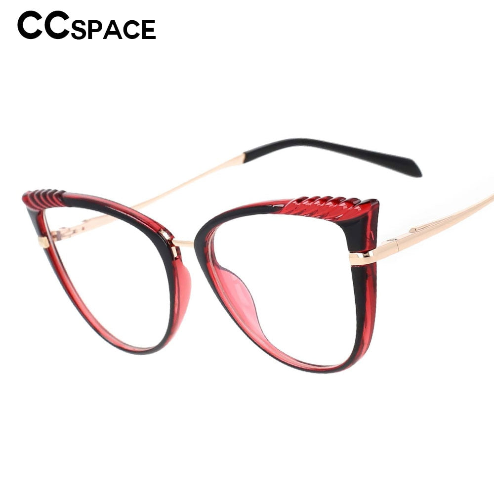 CCspace Women's Full Rim Cat Eye Tr 90 Titanium Frame Eyeglasses 53191 Full Rim CCspace
