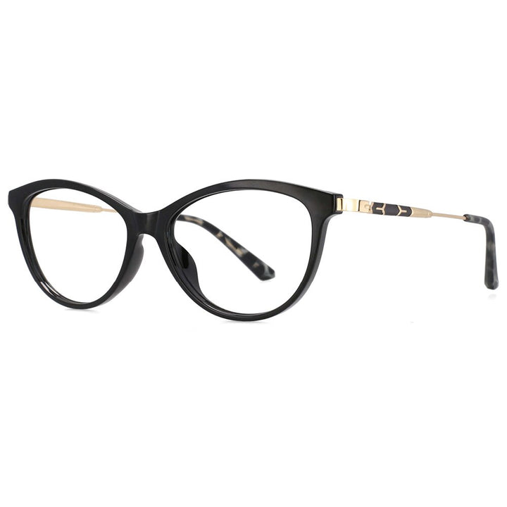 CCspace Unisex Full Rim Cat Eye Tr 90 Titanium Frame Eyeglasses 53754 Full Rim CCspace black