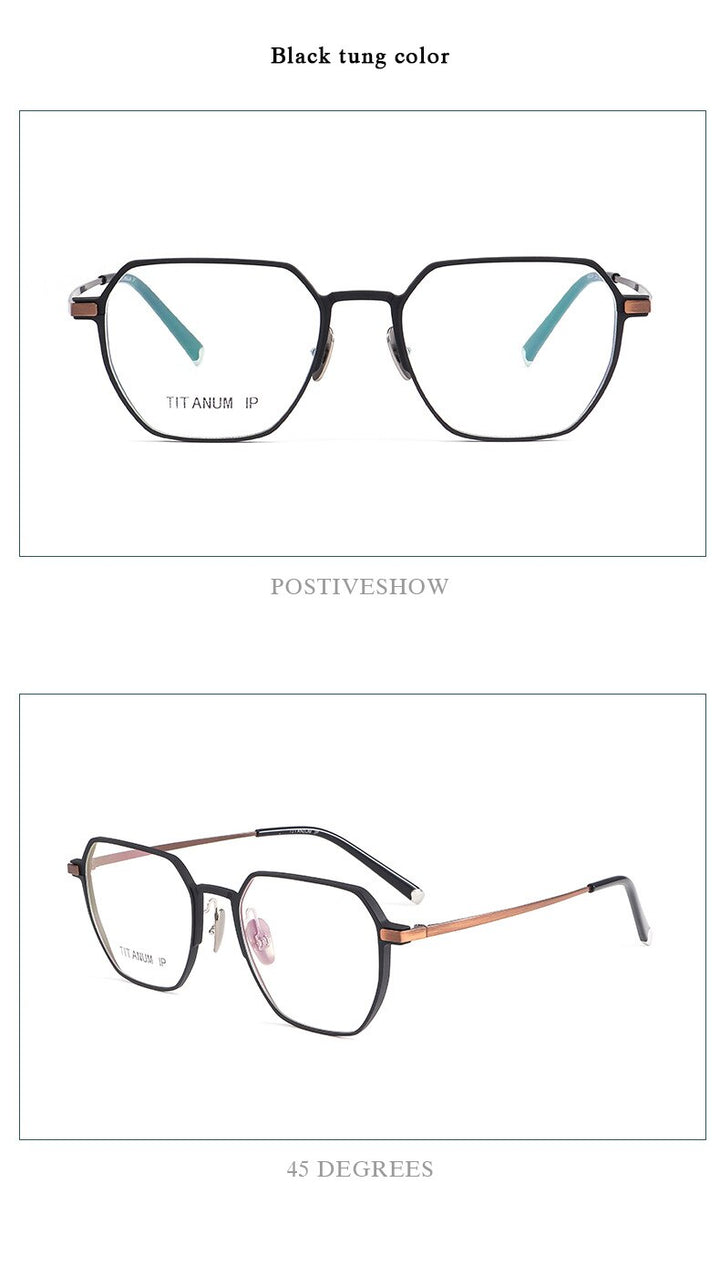 Hotochki Unisex Full Rim Titanium Alloy IP Plated Frame Eyeglasses 66004 Full Rim Hotochki