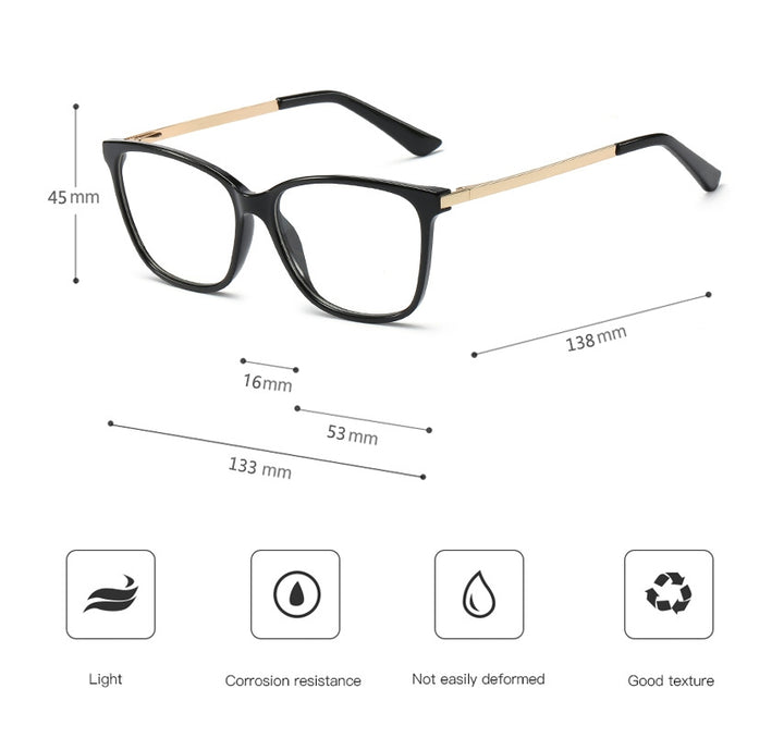 CCspace Unisex Full Rim Square Cat Eye Tr 90 Titanium Frame Eyeglasses 48152 Full Rim CCspace