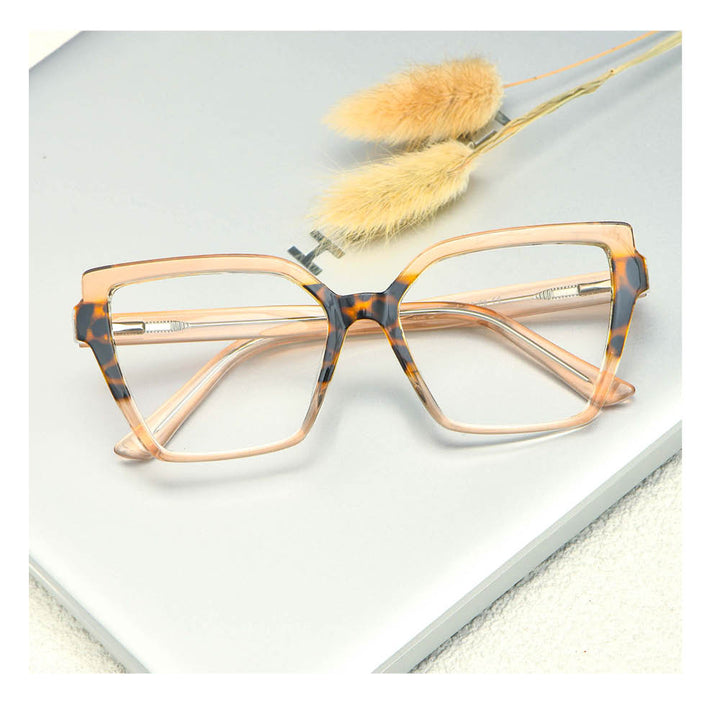 CCspace Women's Full Rim Oversized Square Cat Eye Tr 90 Titanium Frame Eyeglasses 53683 Full Rim CCspace