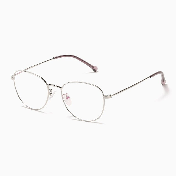 Hotony Unisex Full Rim Polygon Round Alloy Eyeglasses 7444 Full Rim Hotony Silver  