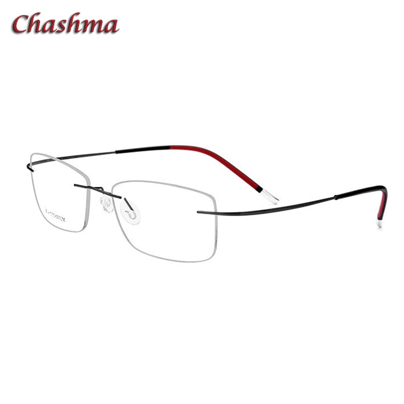 Chashma Ochki Unisex Rimless Square Titanium Eyeglasses 9609 Rimless Chashma Ochki Matte Black