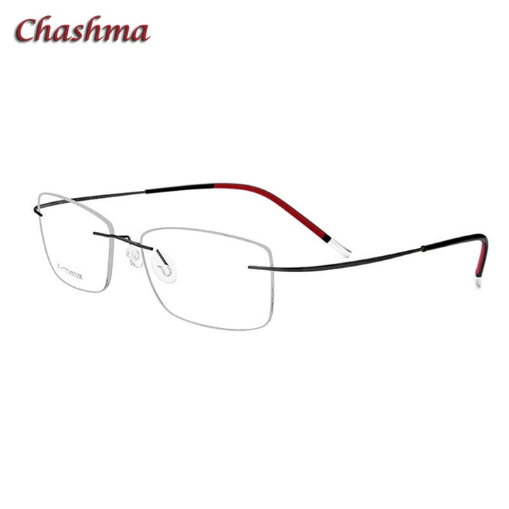 Chashma Ochki Unisex Rimless Square Titanium Eyeglasses 9609 Rimless Chashma Ochki Matte Black