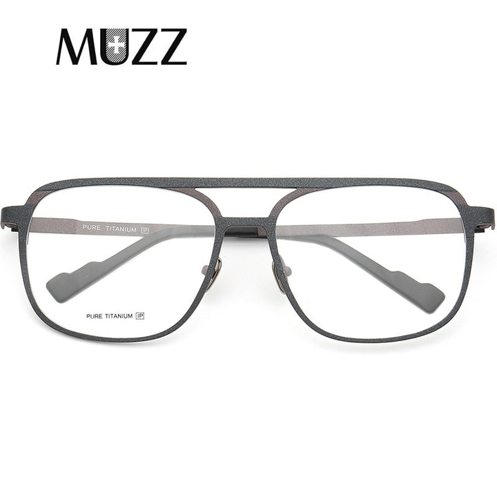 Muzz Unisex Full Rim Square Double Bridge Titanium Frame Eyeglasses T7036 Full Rim Muzz C1