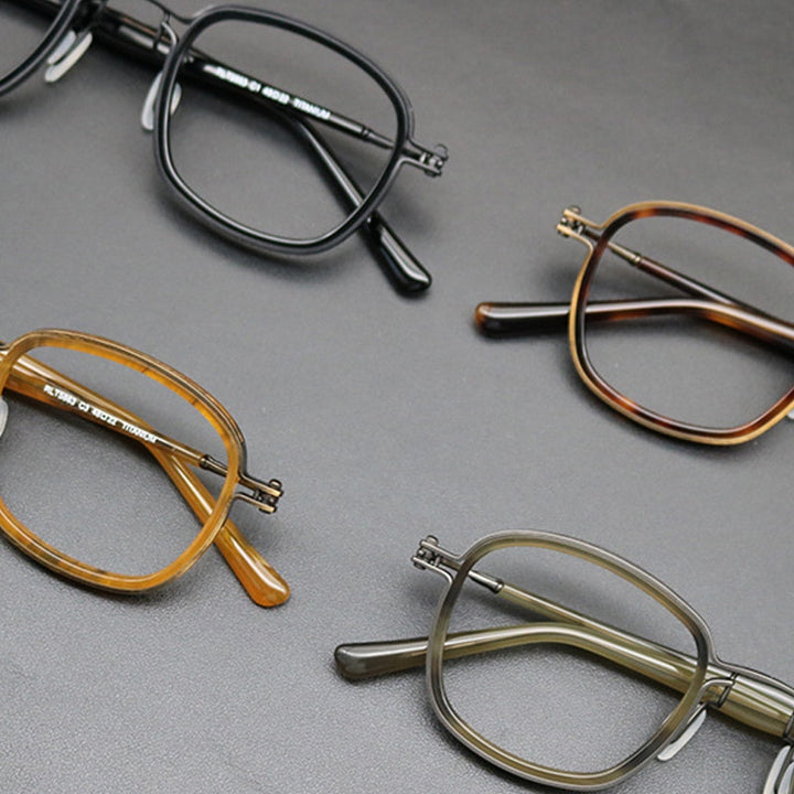 Gatenac Unisex Full Rim Round Titanium Acetate Frame Eyeglasses Gxyj667 Full Rim Gatenac