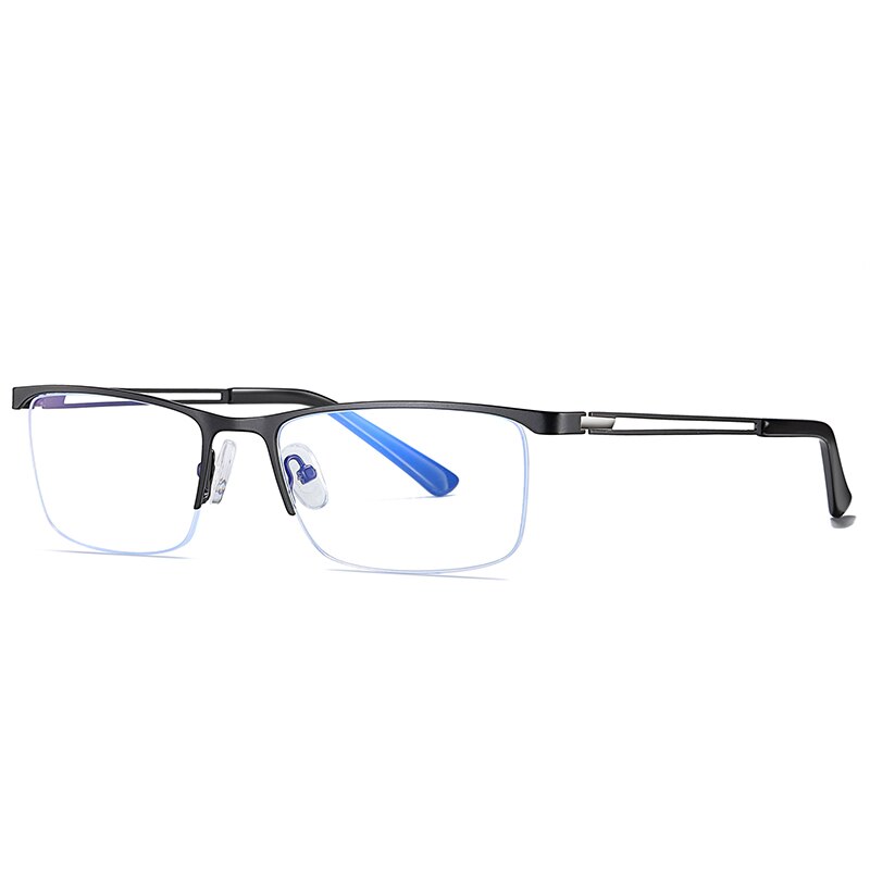 Reven Jate Men's Eyeglasses 5916 Half Rim Alloy Front Flexible Plastic Tr-90 Semi Rim Reven Jate