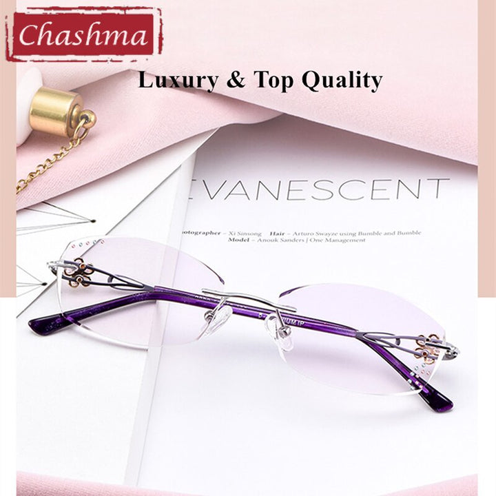 Chashma Women's Rimless Oval Titanium Eyeglasses 2889 Rimless Chashma