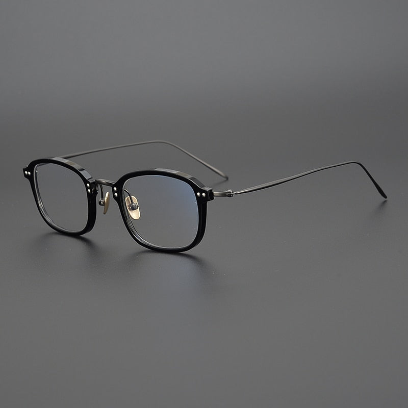 Gatenac Unisex Full Rim Square Acetate Titanium Frame Eyeglasses Gxyj330 Full Rim Gatenac