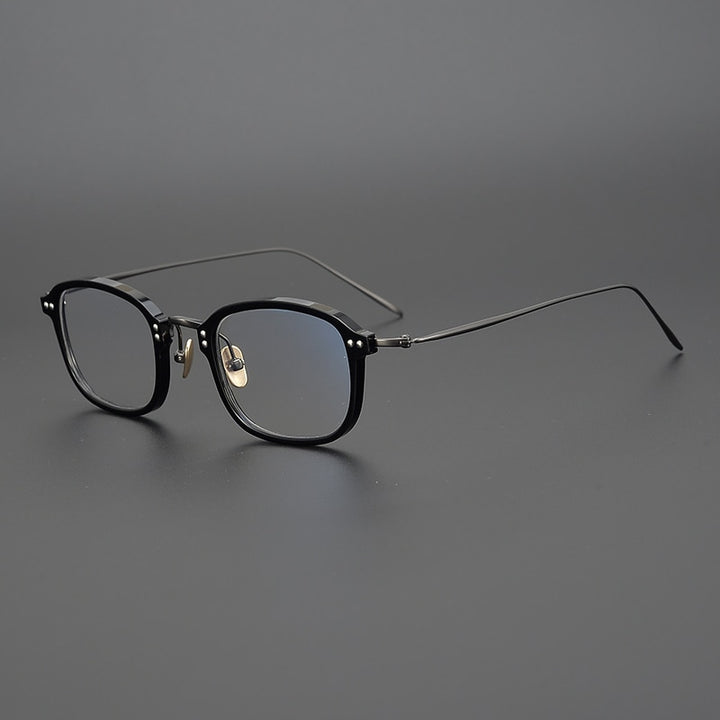 Gatenac Unisex Full Rim Square Acetate Titanium Frame Eyeglasses Gxyj330 Full Rim Gatenac