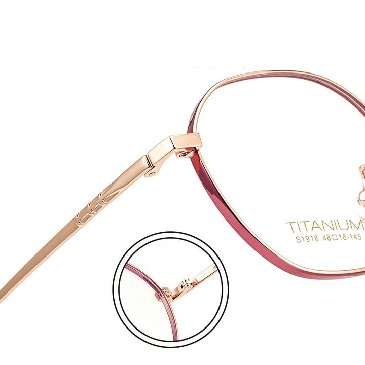 Hotony Women's Full Rim Round Titanium Frame Eyeglasses S1918 Full Rim Hotony