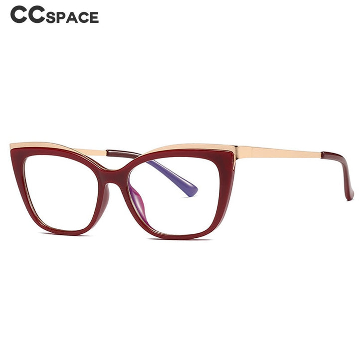 CCspace Women's Full Rim Square Cat Eye Tr 90 Titanium Frame Eyeglasses 49537 Full Rim CCspace