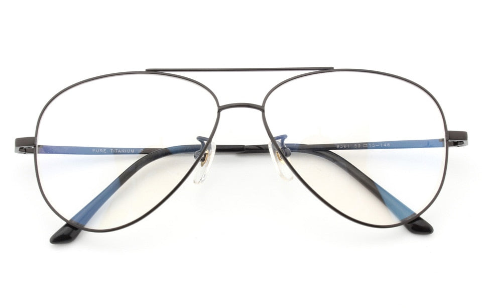 Muzz Unisex Full Rim Round Pilot Double Bridge Titanium Frame Eyeglasses L8361 Full Rim Muzz Black