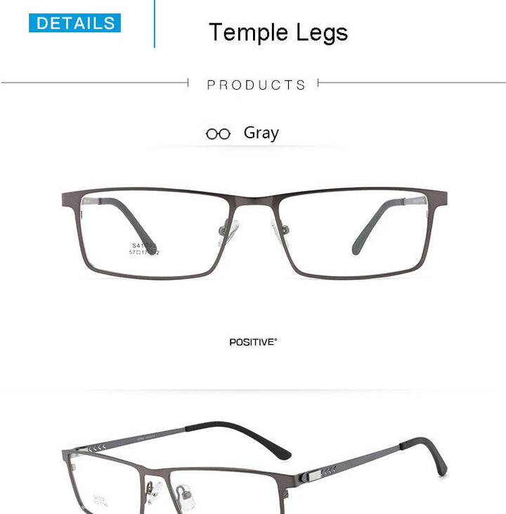 Hotochki Men's Full Rim Square Alloy Frame Eyeglasses 41002 Full Rim Hotochki