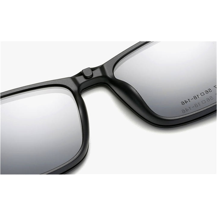 Yimaruili Unisex Full Rim Resin Frame Eyeglasses + 5 Polarized Magnetic Clip On Sunglasses 12147 With Clip Ons Yimaruili Eyeglasses