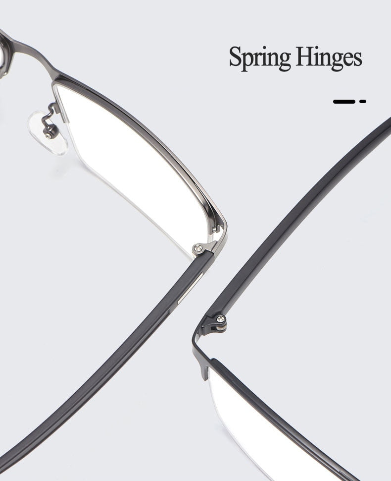 Hotochki Men's Semi Rim Rectangular Alloy Frame Eyeglasses 9102 Semi Rim Hotochki