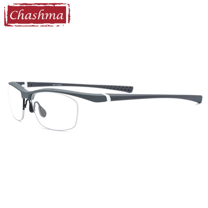 Chashma Men's Semi Rim Square Tr 90 Titanium Sport Eyeglasses 7027 Semi Rim Chashma Gray
