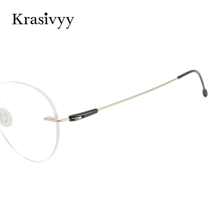 Krasivyy Unisex Rimless Round Titanium Eyeglasses Kr16072 Rimless Krasivyy