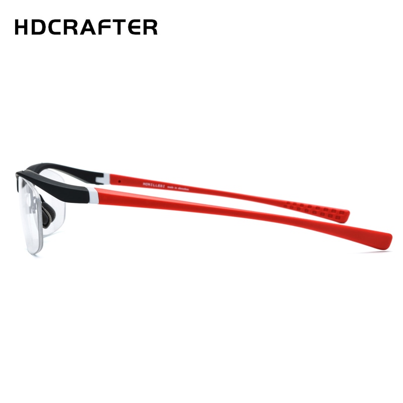 Hdcrafter Men's Semi Rim Rectangle TR 90 Sports Frame Eyeglasses 7027 Full Rim Hdcrafter Eyeglasses