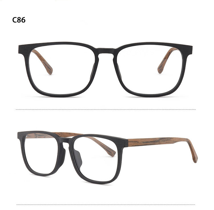 Hdcrafter Men's Full Rim Square Metal Wood Frame Eyeglasses P1688 Full Rim Hdcrafter Eyeglasses