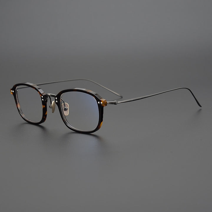 Gatenac Unisex Full Rim Square Acetate Titanium Frame Eyeglasses Gxyj330 Full Rim Gatenac