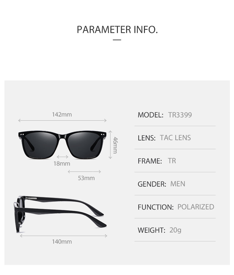 Lm Unisex Full Rim Square TR 90 Titanium Frame Polarized Sunglasses WLM3399 Sunglasses Lm