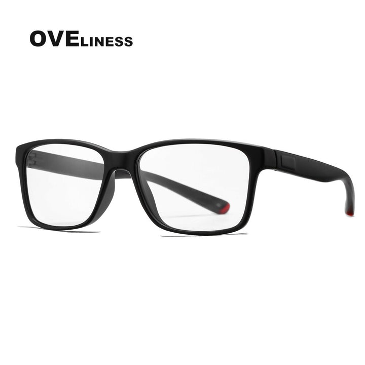 Oveliness Unisex Full Rim Square Tr 90 Titanium Eyeglasses 7091 Full Rim Oveliness black red