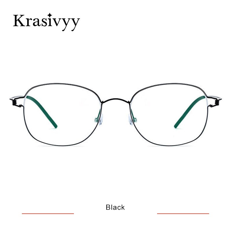 Krasivyy Women's Full Rim Round Screwless Titanium Alloy Eyeglasses Kr68618 Full Rim Krasivyy Black  