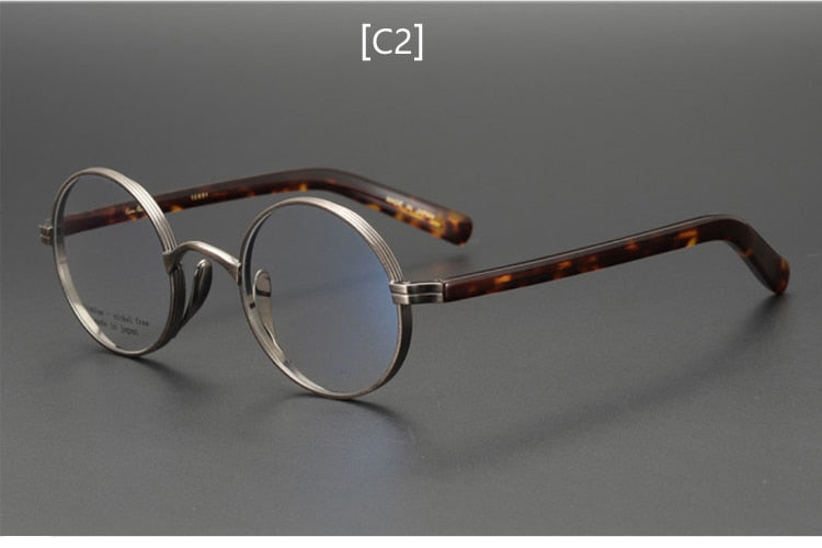 Yujo Unisex Full Rim Thick Round Titanium Acetate Eyeglasses Y041 Full Rim Yujo