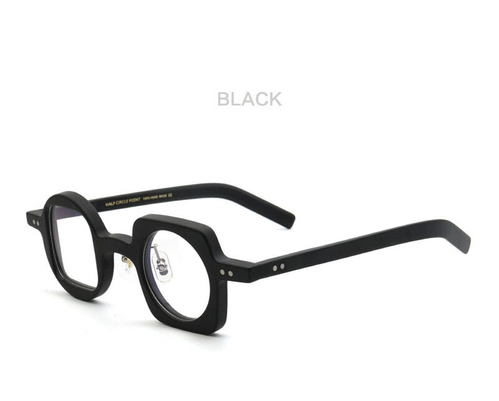 Muzz Men's Full Rim Square Round Asymmetric Acetate Frame Eyeglasses Hp259 Full Rim Muzz 1