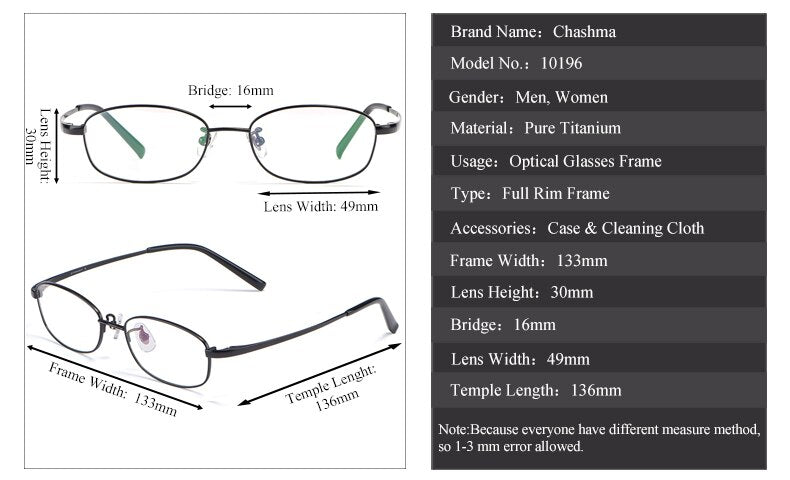 Chashma Ochki Unisex Full Rim Square Titanium Eyeglasses 10196 Full Rim Chashma Ochki