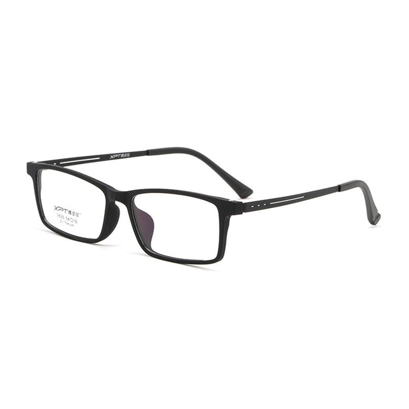 Hotony Unisex Full Rim Rectangle TR 90 Resin B Titanium Frame Eyeglasses 9826 Full Rim Hotony black