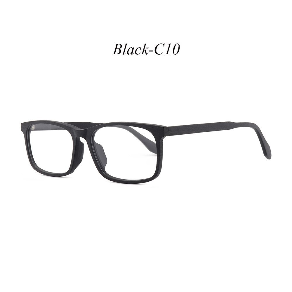 Hdcrafter Unisex Full Rim Oversized Square Wood Frame Eyeglasses 1691 Full Rim Hdcrafter Eyeglasses C10