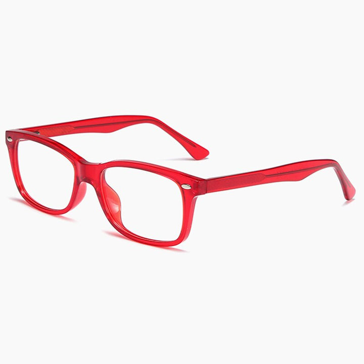 Hotony Women's Full Rim Square Acetate Frame Eyeglasses 2008 Full Rim Hotony Red