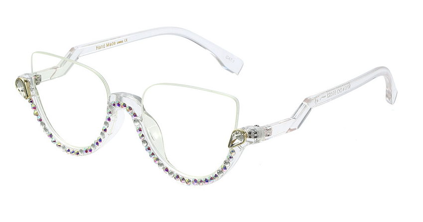 CCspace Women's Semi Rim Tr 90 Titanium Jeweled Frame Eyeglasses 45159 Semi Rim CCspace